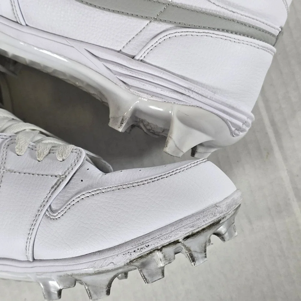Nike Air Jordan 1 Retro Mid TD Football Cleats White Grey Fog Size 12 FJ6805-101